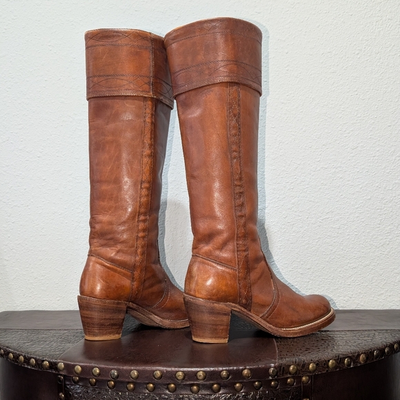 Frye Black Label Vintage Knee High Stitching Brown Western Riding Boot size 6 - Picture 12 of 16
